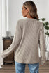 Ribbed Button Placket Banded Collar Drop Shoulder Henley Top